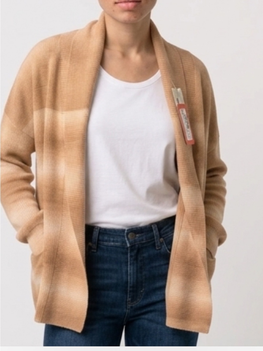 78 & Sunny Open-Front Ombre Tan Cardigan Sweater
